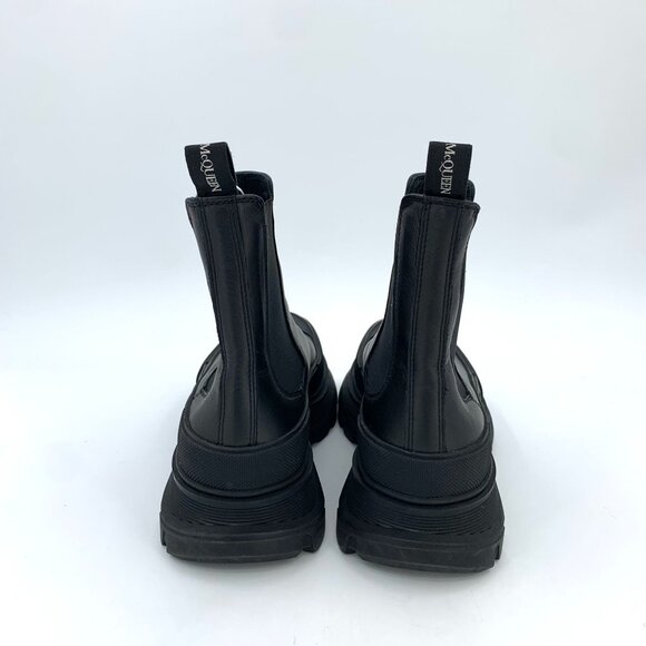 Alexander McQueen Black Split Leather Platform Chelsea Boots Size 40 - Picture 3 of 9